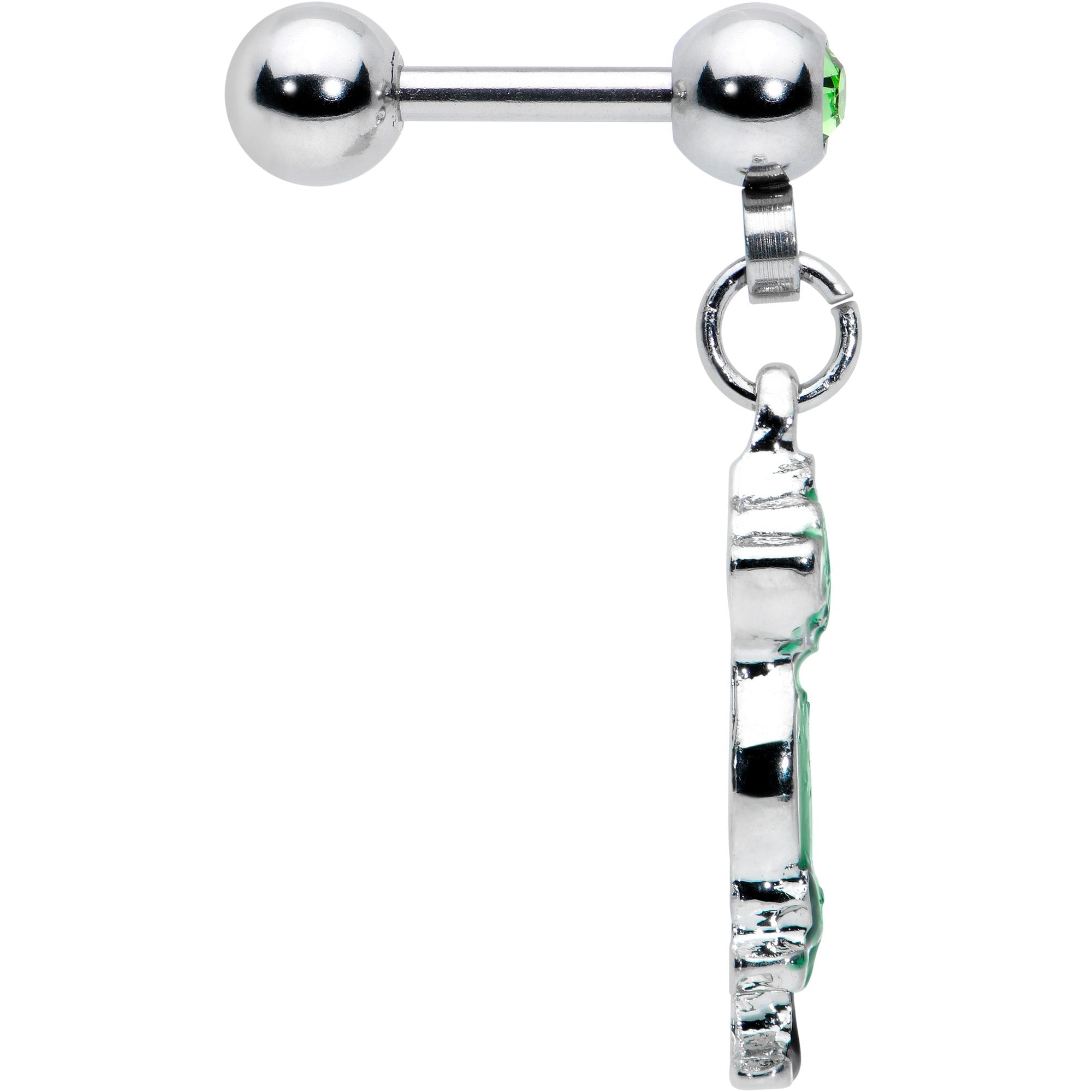 BodyCandy 16G 1/4 Green Gem Fancy Leprechaun Dangle Cartilage Tragus Earring — lifestyle context