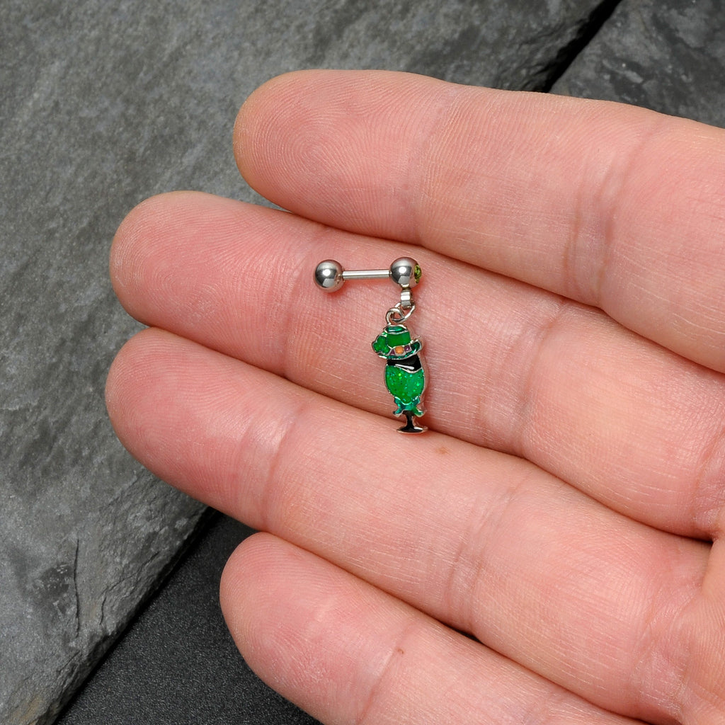 BodyCandy 16G 1/4 Green Gem Fancy Leprechaun Dangle Cartilage Tragus Earring — size reference