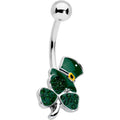 BodyCandy Green Gem Top Hat Shamrock St Patricks Belly Ring — main product shot