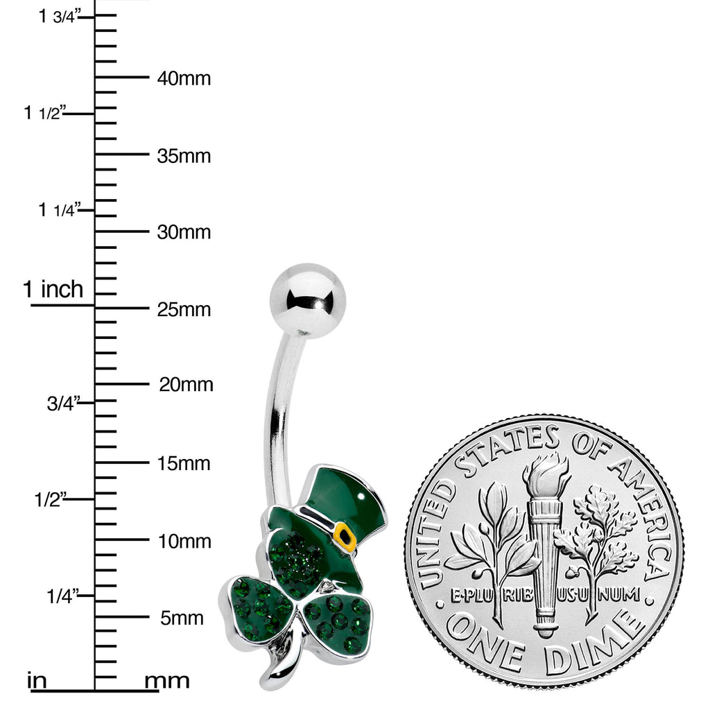 BodyCandy Green Gem Top Hat Shamrock St Patricks Belly Ring — lifestyle context