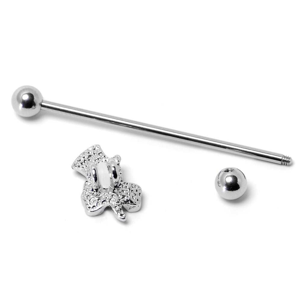 BodyCandy 14G Green Gem Top Hat Shamrock St Patricks Industrial Barbell 38mm — alternative angle