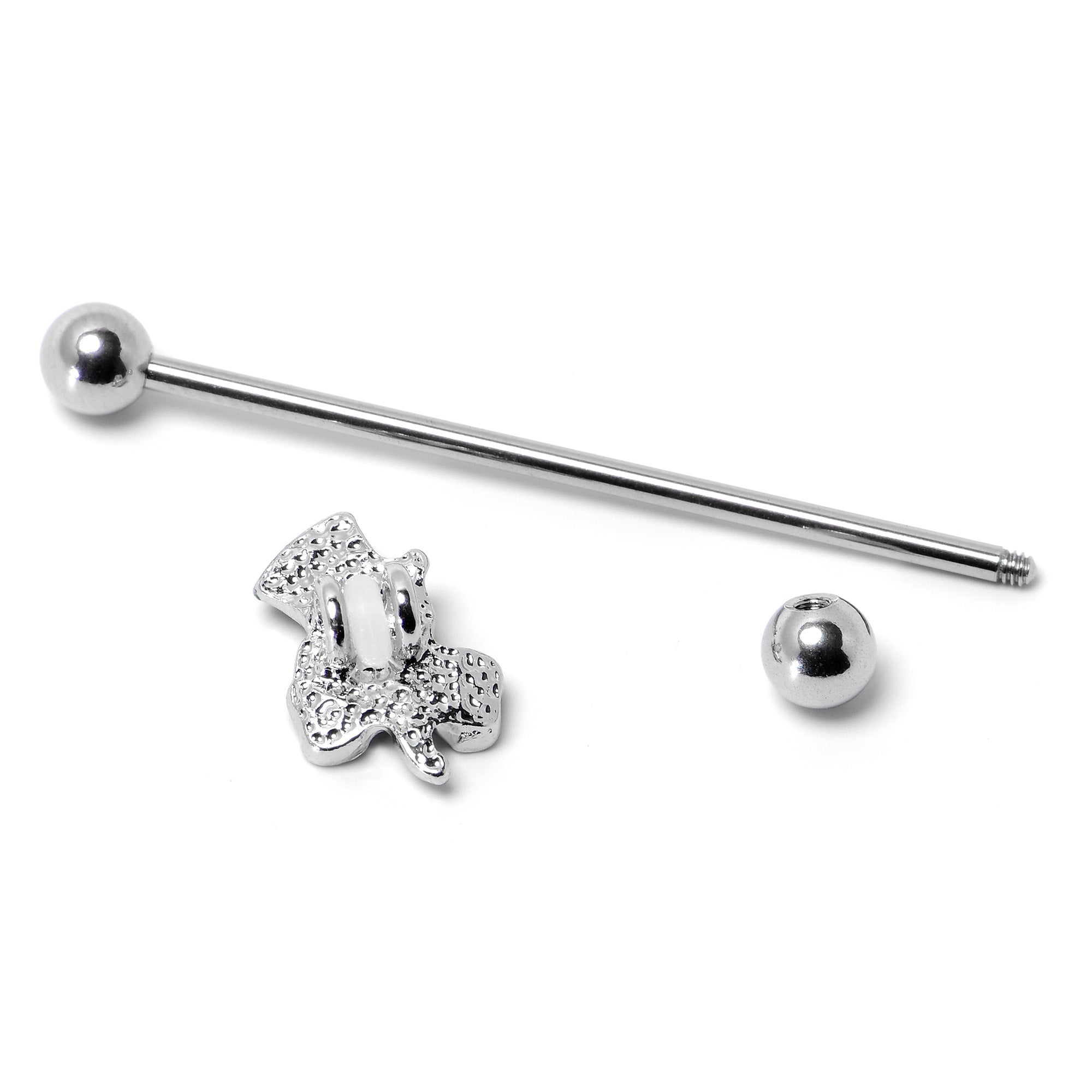 BodyCandy 14G Green Gem Top Hat Shamrock St Patricks Industrial Barbell 38mm — alternative angle