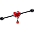 BodyCandy 14G Red CZ Gem Black Duo Skull Heart Dangle Industrial Barbell 38mm — main product shot