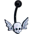 BodyCandy Black Winged Skull Glitter Belly Ring — main product shot