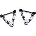 BodyCandy 14G 9/16 Black Winged Skull Glitter Dangle Nipple Ring Set — main product shot