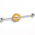 BodyCandy 14G Sunflower Skull Industrial Barbell 38mm — main product shot