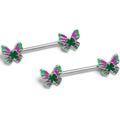 BodyCandy 14G 9/16 Vibrant Grace Butterfly Barbell Nipple Ring Set — main product shot