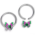 BodyCandy 14G 1/2 Vibrant Grace Butterfly Dangle Captive Nipple Rings Set — main product shot