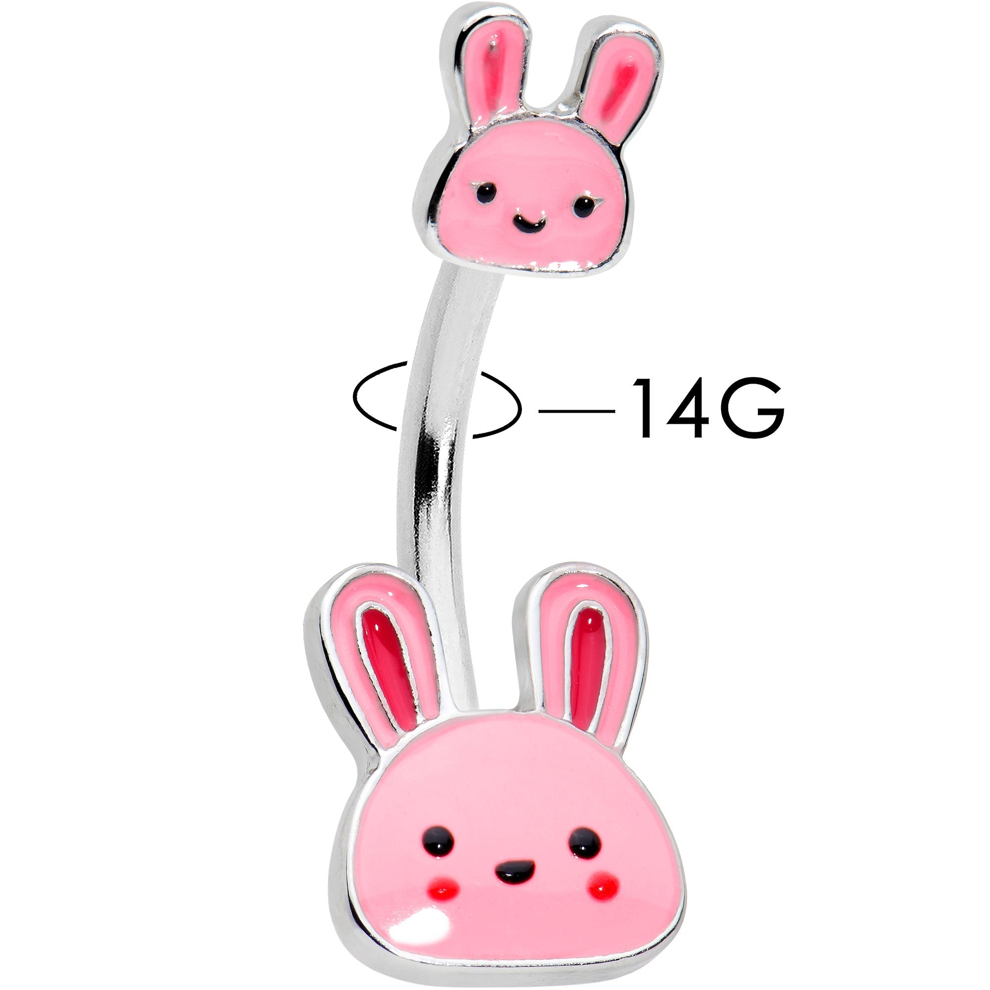 BodyCandy Kawaii Cutie Easter Bunny Double Mount Belly Ring — detail close-up