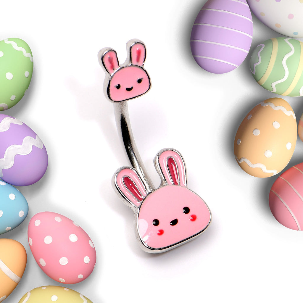 BodyCandy Kawaii Cutie Easter Bunny Double Mount Belly Ring — side view