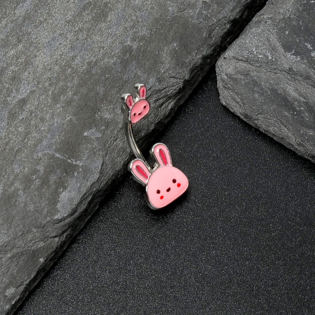 BodyCandy Kawaii Cutie Easter Bunny Double Mount Belly Ring — in-use photo