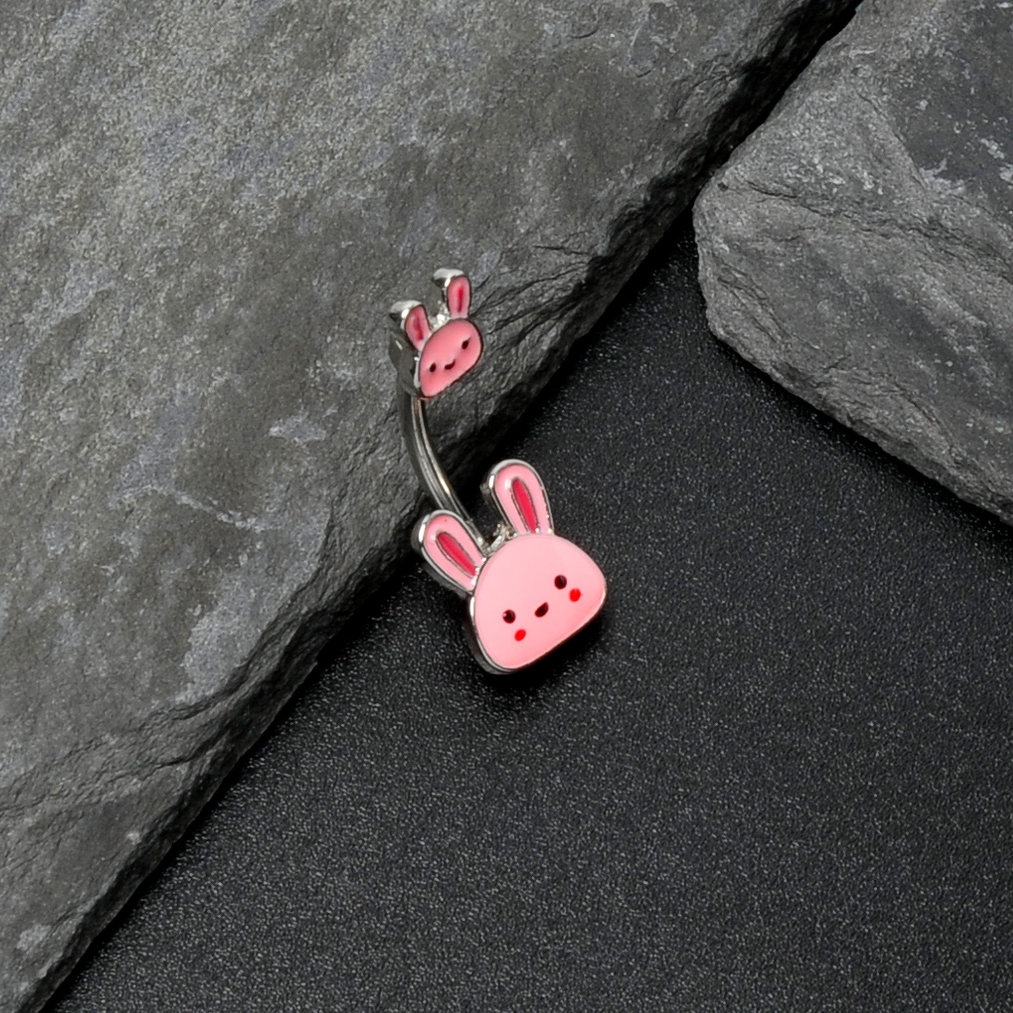 BodyCandy Kawaii Cutie Easter Bunny Double Mount Belly Ring — in-use photo