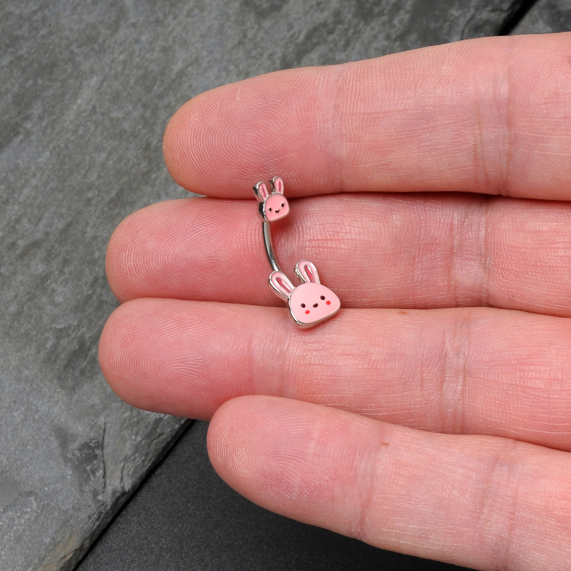 BodyCandy Kawaii Cutie Easter Bunny Double Mount Belly Ring — size reference