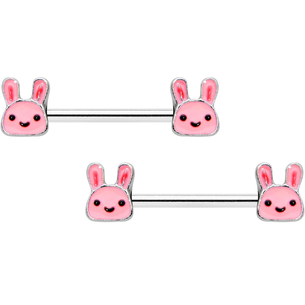 BodyCandy 14G 9/16 Kawaii Cutie Easter Bunny Barbell Nipple Ring Set — main product shot