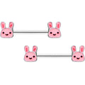 BodyCandy 14G 9/16 Kawaii Cutie Easter Bunny Barbell Nipple Ring Set — main product shot