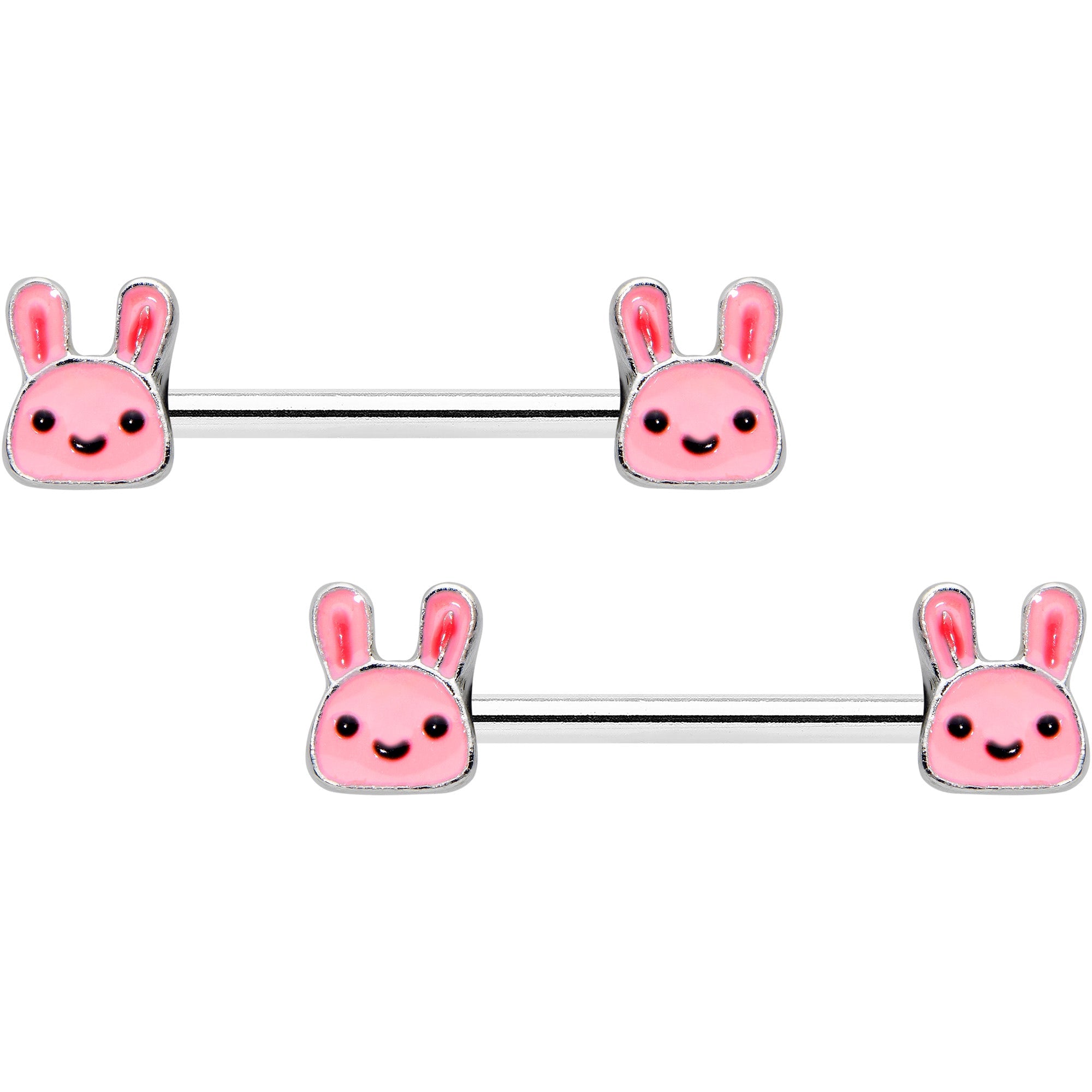 BodyCandy 14G 9/16 Kawaii Cutie Easter Bunny Barbell Nipple Ring Set — main product shot