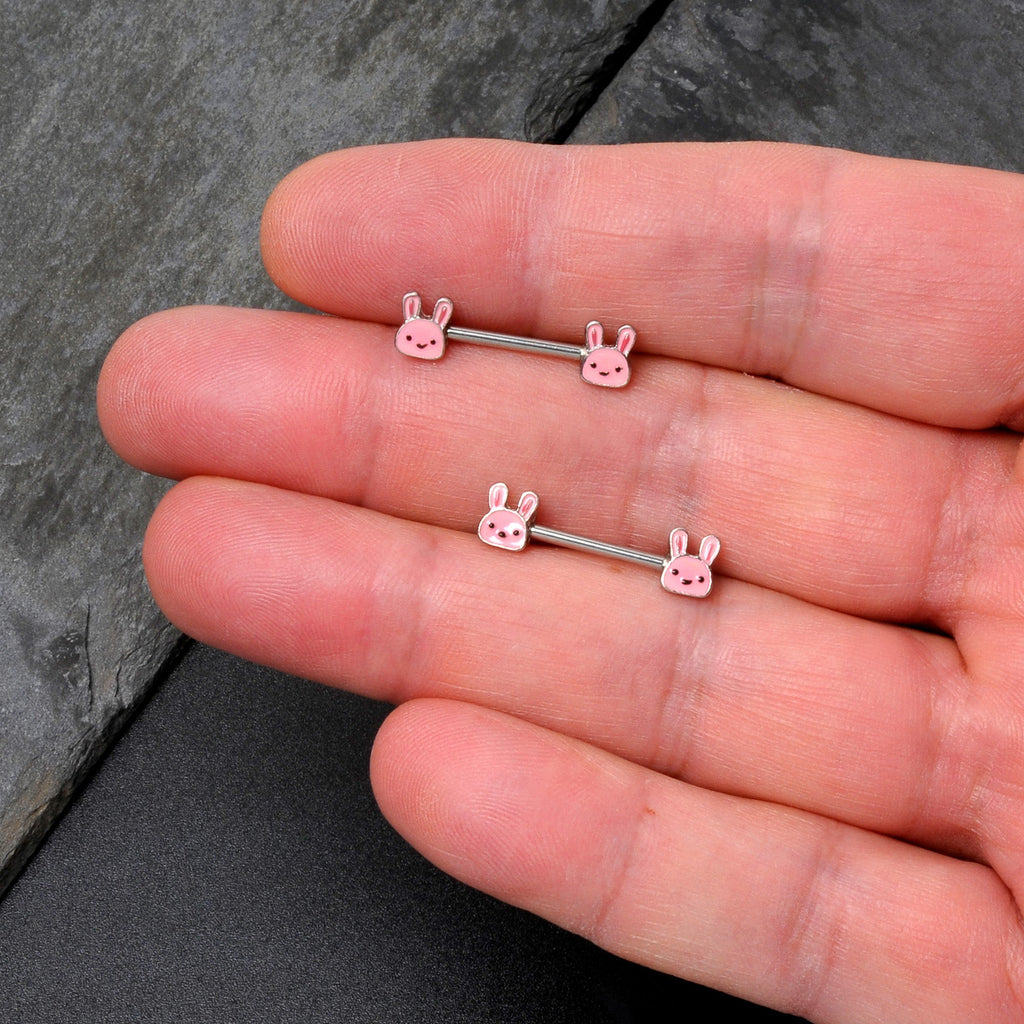 BodyCandy 14G 9/16 Kawaii Cutie Easter Bunny Barbell Nipple Ring Set — size reference
