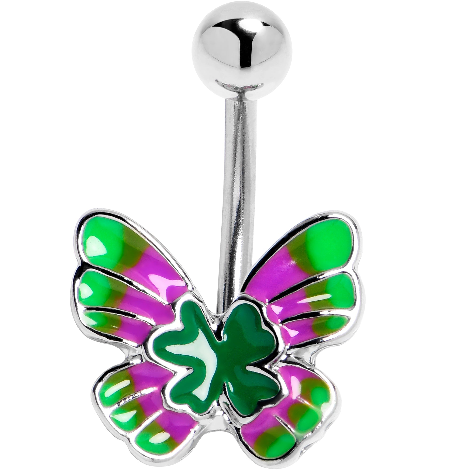 BodyCandy 14G 3/8 Vibrant Grace Butterfly Belly Ring — main product shot