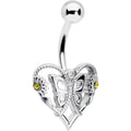 BodyCandy Clear Yellow CZ Gem Heart Flower Butterfly Belly Ring — main product shot