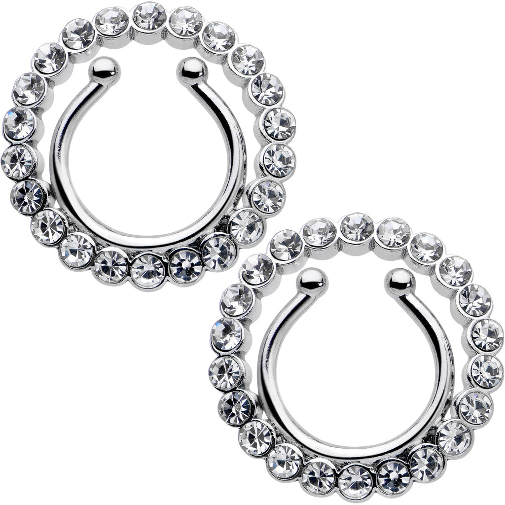 BodyCandy Clip On Fake Nipple Ring Set - Pink, Blue or Clear — main product shot