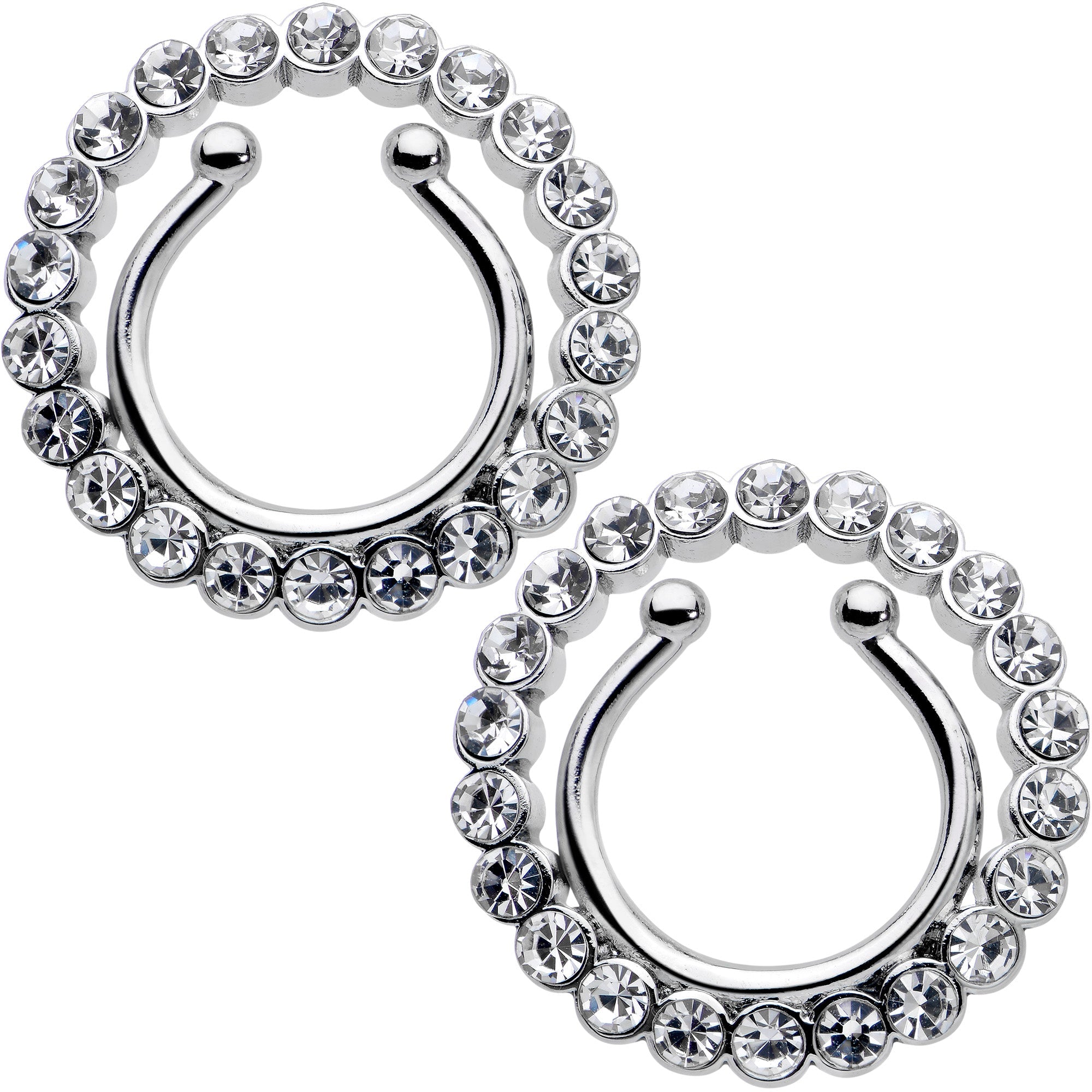 BodyCandy Clip On Fake Nipple Ring Set - Pink, Blue or Clear — main product shot