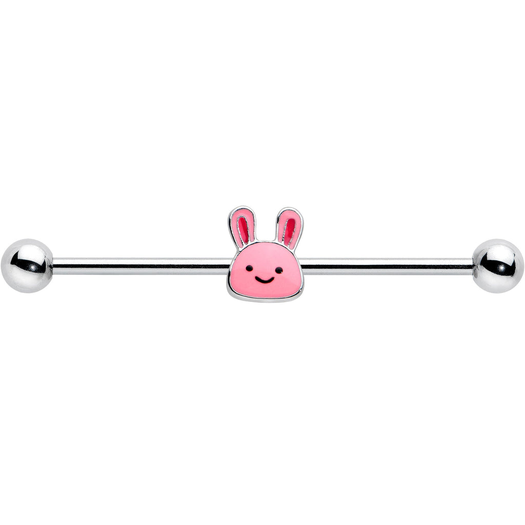 BodyCandy 14G Kawaii Cutie Easter Bunny Industrial Barbell 38mm — detail close-up
