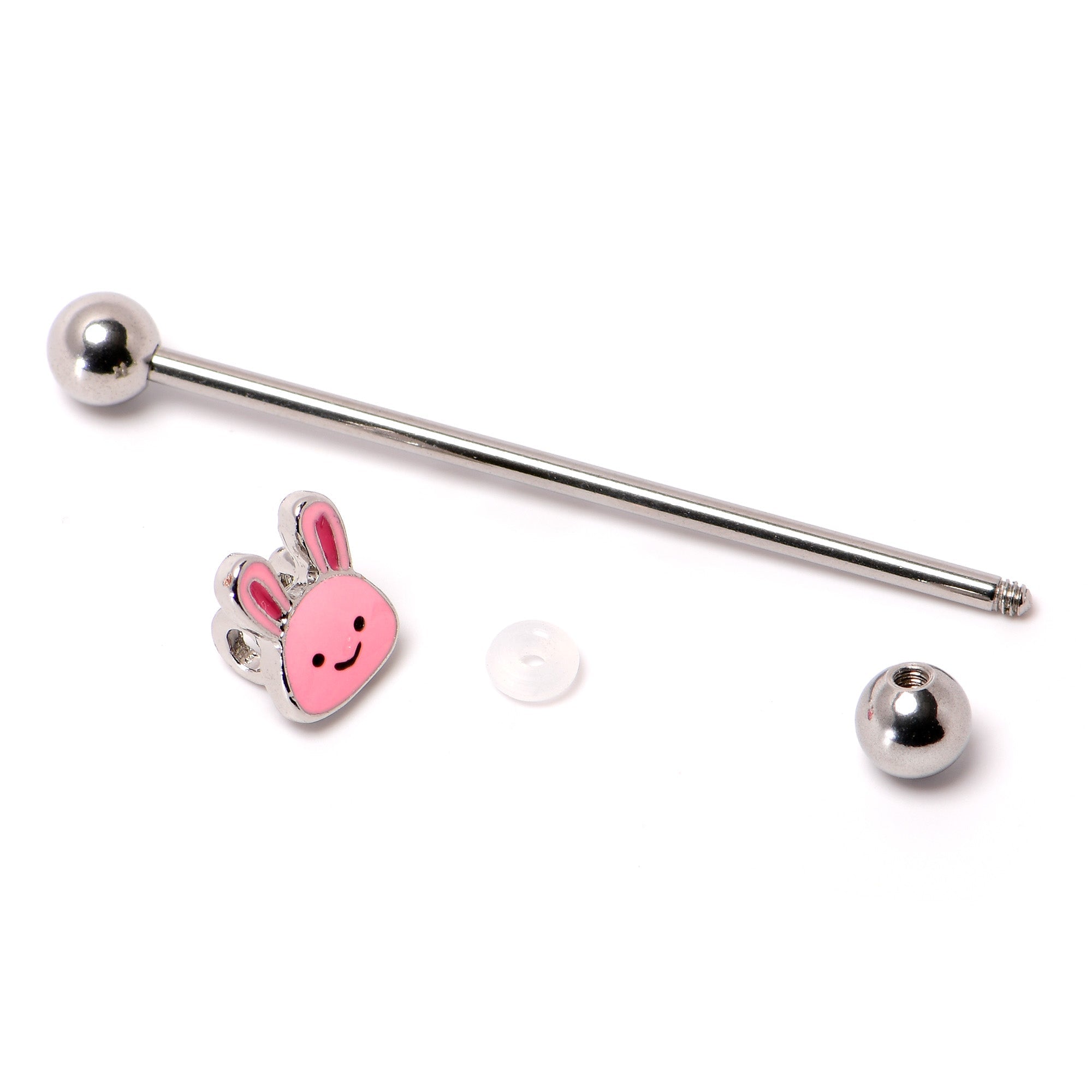 BodyCandy 14G Kawaii Cutie Easter Bunny Industrial Barbell 38mm — back view