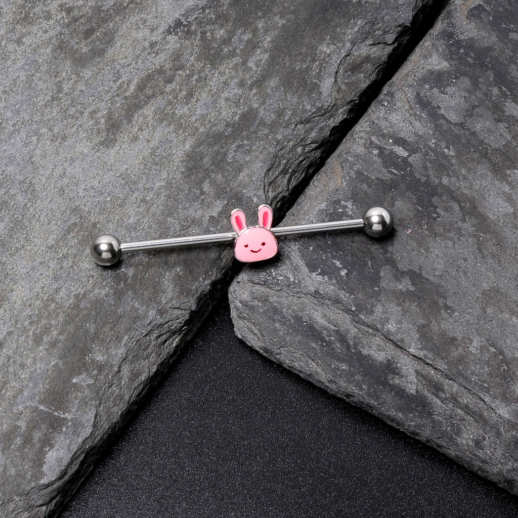 BodyCandy 14G Kawaii Cutie Easter Bunny Industrial Barbell 38mm — in-use photo