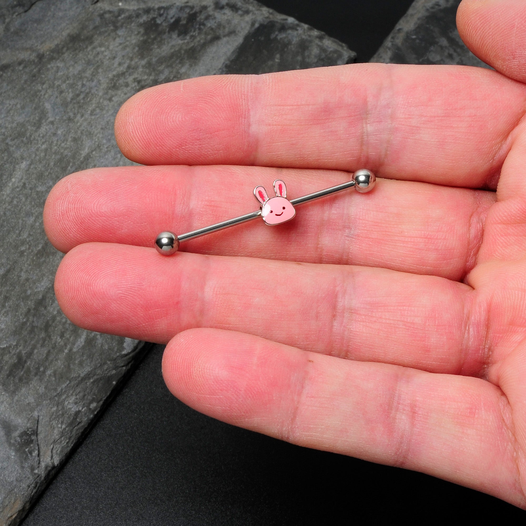 BodyCandy 14G Kawaii Cutie Easter Bunny Industrial Barbell 38mm — size reference