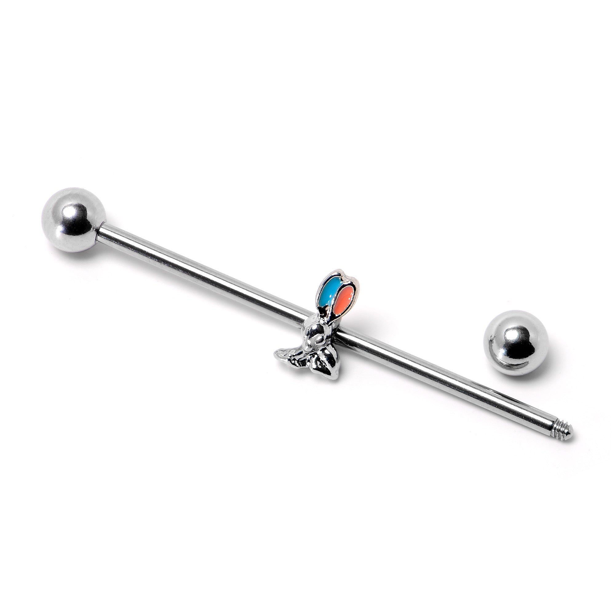BodyCandy 14G Easter Bunny Red Blue Ears Industrial Barbell 38mm — alternative angle