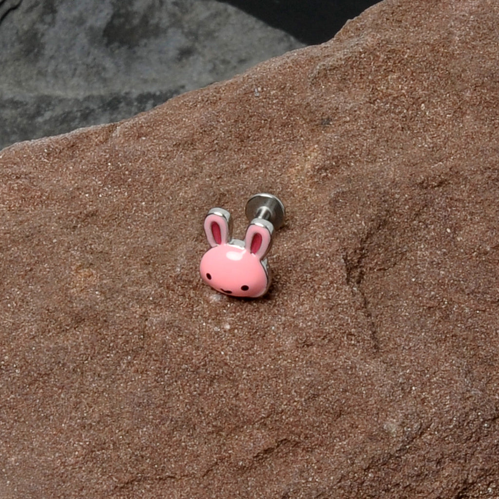 BodyCandy 16G 5/16 Kawaii Cutie Easter Bunny Labret Monroe Tragus — in-use photo