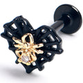 BodyCandy 16G 5/16 Clear Gem Black Golden Spider Web Heart Labret Tragus — main product shot