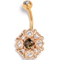 BodyCandy Yellow Clear Gem Gold Tone Luxe Heart Belly Ring — main product shot