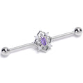 BodyCandy 14G Purple Clear Gem Lace Look Hearts Industrial Barbell 38mm — main product shot