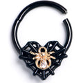 BodyCandy 16G 3/8 Clear Gem Black Golden Spider Web Heart Hinged Segment Ring — main product shot