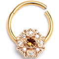 BodyCandy 16G 3/8 Yellow Gem Gold Tone Luxe Heart Hinged Segment Ring — main product shot