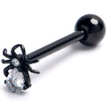 BodyCandy Clear Gem Black Sharp Looking Spider Barbell Tongue Ring — main product shot