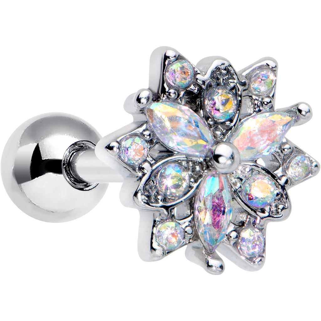 BodyCandy 16G 1/4 Aurora CZ Gem Snowflake Style Cartilage Tragus Earring — main product shot