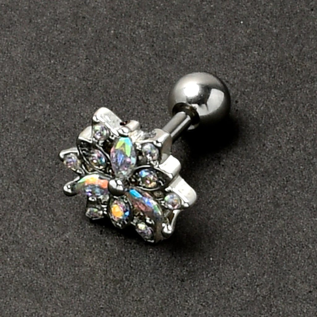 BodyCandy 16G 1/4 Aurora CZ Gem Snowflake Style Cartilage Tragus Earring — alternative angle