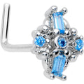 BodyCandy 20G 7mm Blue Gem Opulent Cross L Shape Nose Ring — main product shot