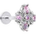BodyCandy 16G 5/16 Pink Gem Opulent Cross Threadless Labret Monroe Tragus — main product shot