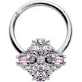 BodyCandy 16G 3/8 Pink Gem Opulent Cross Hinged Segment Ring — main product shot