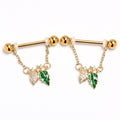 BodyCandy 14G 9/16 Clear Gem Gold Tone Natures Glamour Dangle Nipple Ring Set — main product shot