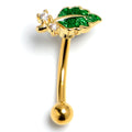 BodyCandy 16G 5/16 Clear Gem Gold Tone Natures Glamour Curved Eyebrow Ring — main product shot