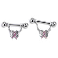 BodyCandy 14G 9/16 Butterfly Beauty In Flight Chain Dangle Nipple Ring Set — main product shot