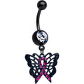 BodyCandy Pink Clear Gem Black Butterfly Beauty In Flight Dangle Belly Ring — main product shot