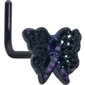 BodyCandy 20G 7mm Black Butterfly Beauty In Flight L Shape Nose Ring — main product shot