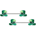 BodyCandy 14G 9/16 Glitter Top Hat Shamrock Barbell Nipple Ring Set — main product shot