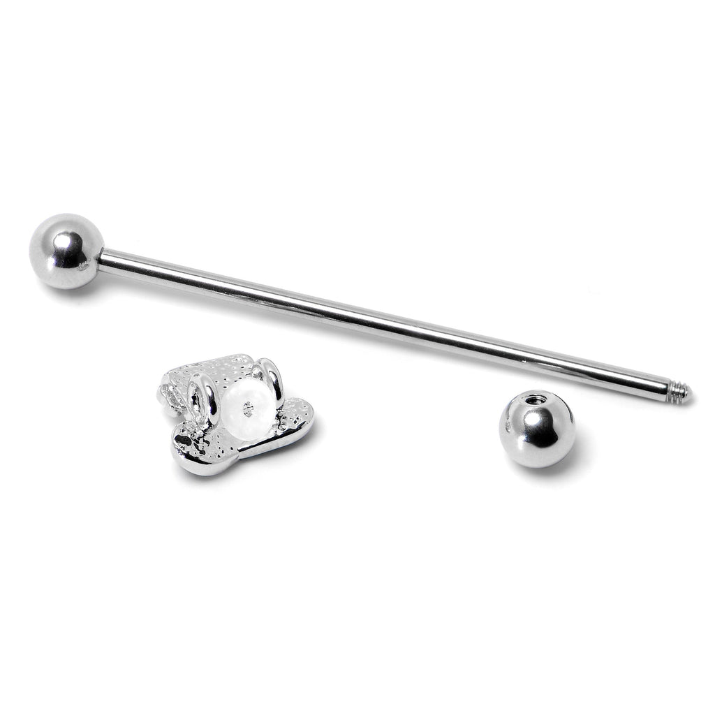 BodyCandy 14G Glitter Top Hat Shamrock St Patricks Industrial Barbell 38mm — alternative angle
