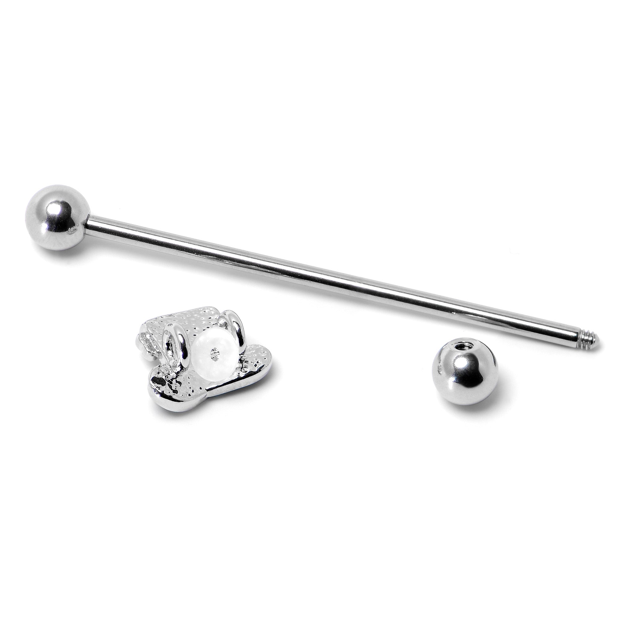 BodyCandy 14G Glitter Top Hat Shamrock St Patricks Industrial Barbell 38mm — alternative angle